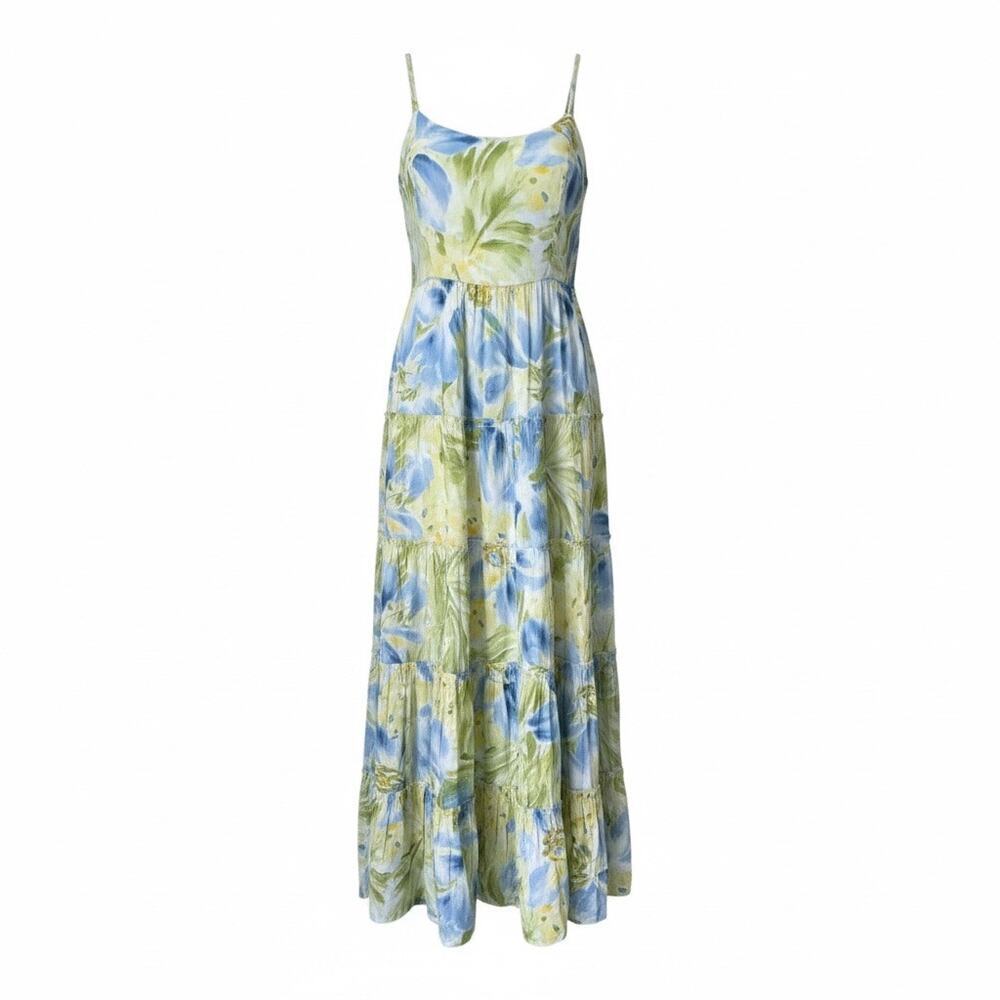 Jones New York Sport Womens Lined Maxi Wide-Strap Tiered Sundress Sz 14